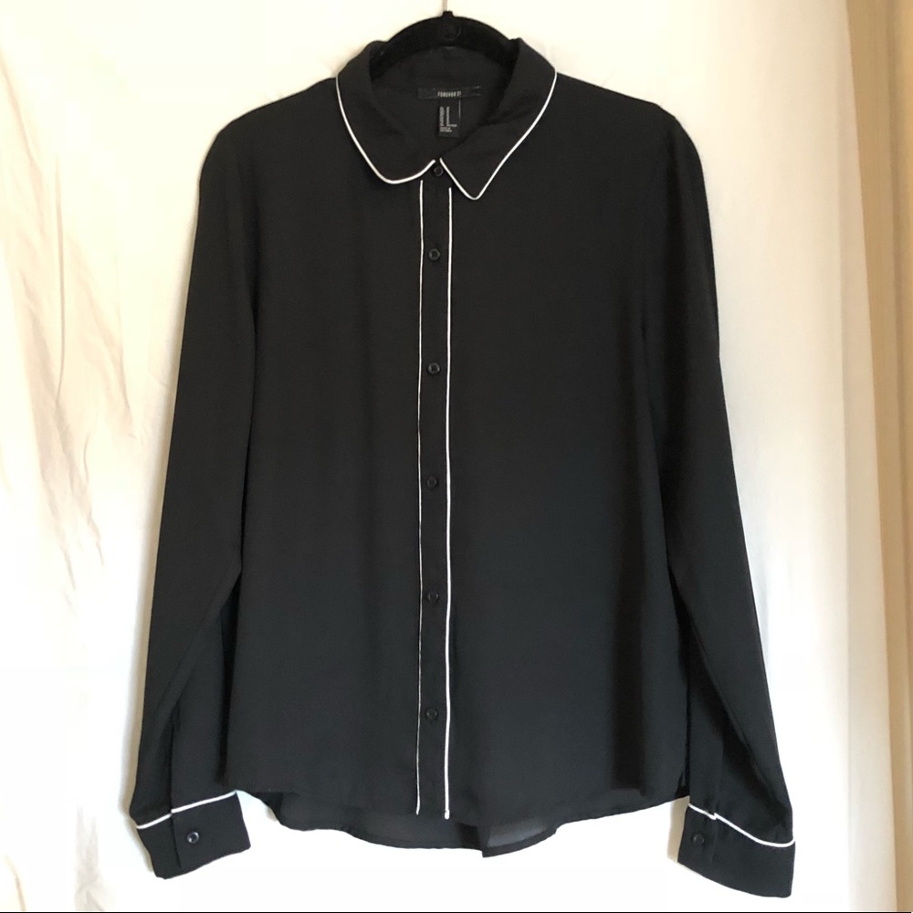 Forever 21 Black and White Button Down Blouse